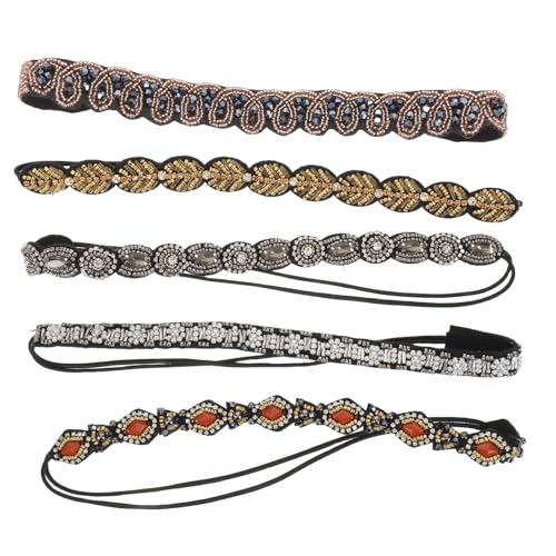 HOMOCONO 5 Stück elastisches Stirnband mit Strassperlen: Modische elastische Kopfbedeckung – Haarbänder mit Kunstperlen, Haarschmuck für Hochzeiten HOMOCONO 5 Stück elastisches Stirnband mit Strassperlen: Modische elastische Kopfbedeckung – Haarbänder mit Kunstperlen, Haarschmuck für Hochzeiten von HOMOCONO