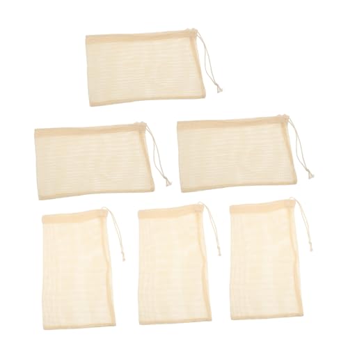 HOMOCONO 6 Stück Teiliges Wiederverwendbare Baumwoll Mesh Beutel für Obst und Gemüse Tragbare Kordelzug Taschen für Einkäufe und Aufbewahrung Maschinenwaschbar Leicht und von HOMOCONO