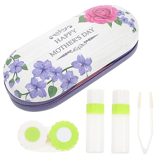 HOMOCONO Brillenetui Mit Kontaktlinsenbehältnis Tragbare Brillenbox Aus Pu Und Flockstoff Für Haushalt Und Außenbereich Mit Integriertem Spiegel von HOMOCONO