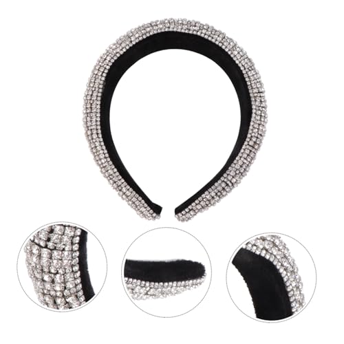 HOMOCONO Silbernes Barock Haarreif mit Funkelnden Strasssteinen Breiter Leichter Stirnband Damen Haarschmuck für Party und Festliche Anlässe von HOMOCONO