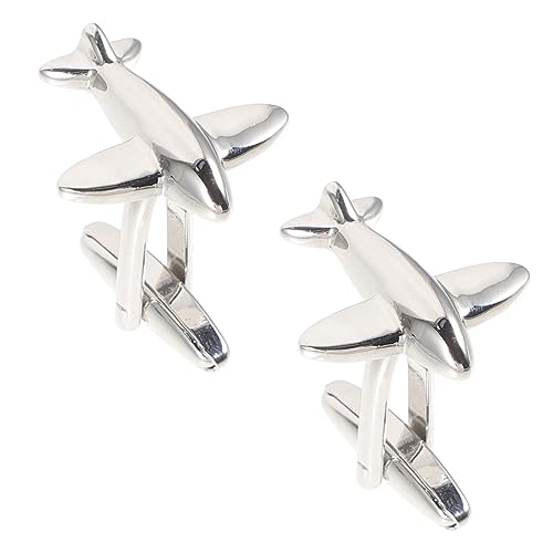 HOMSFOU 1 Paar Herren Manschettenknöpfe Hochwertigem Flugzeug Design Dekorative Cufflinks für Formelle Anlässe Hochzeiten und Business Outfits Silberfarben von HOMSFOU