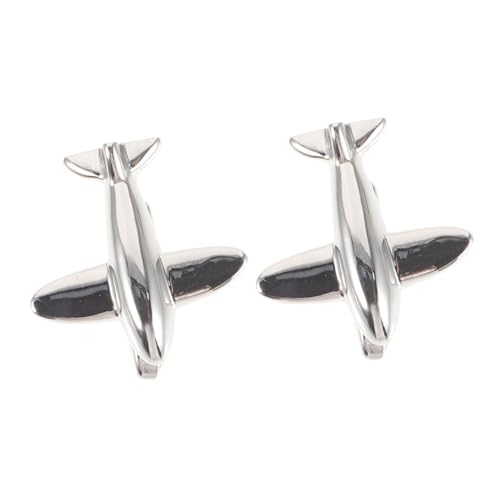 HOMSFOU 1 Paar Herren Manschettenknöpfe Hochwertigem Kupfer Flugzeugform Cufflinks für Anzug und Hemd für Partys und Festliche Anlässe Silber von HOMSFOU