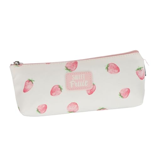 HOMSFOU 1 Stück Großes Kapazitäts Federmäppchen aus Canvas mit Frischem Obstmuster für Schule und Vielseitiger Organizer für Stifte Kosmetik von HOMSFOU