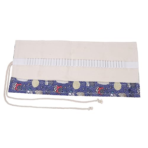 HOMSFOU 1 Stück Handgemachte Canvas Stifterolle mit Großem Volumen Buntstift Mäppchen für Schüler Kreative Aufbewahrung für Bleistifte Pinseltaschen und Mehr Eule Slots von HOMSFOU