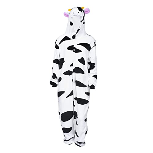 HOMSFOU 1stk Kuh Einteiliger Pyjama Kinderpyjamas Kuhmuster Homewear Cosplay Kuh Kostüm Verkleiden Plüsch Warme Nachtwäsche Pyjama-Mottoparty-kostümzubehör Abendkleidung Flanellstoff Tier von HOMSFOU