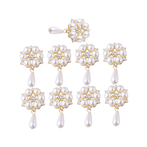 HOMSFOU 10stücke Diy-imitationsperlen-patches Legierungsperlen-aufkleber Schuh-ornament-zubehör Goldener von HOMSFOU