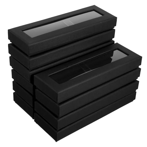 HOMSFOU 10 Stück Schwarze Stiftverpackungsbox mit Klarsichtfenster Dekorative Geschenkbox für Stifte Schmuck und Kleine Gegenstände für Partys und von HOMSFOU