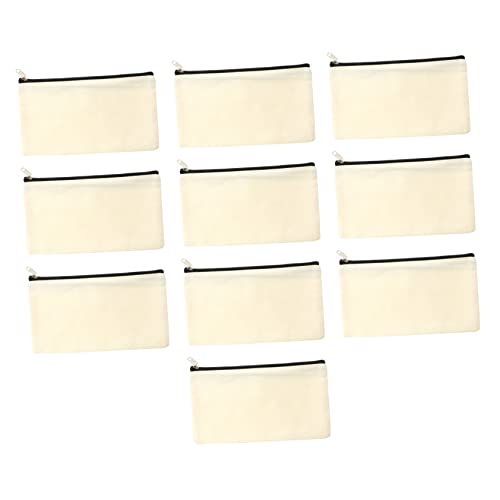 HOMSFOU 10 Stück Teiliges Canvas Federmäppchen Langlebig Waschbar Umweltfreundlich mit Unbedrucktem Design Vielseitig für Schule Reisen DIY Bemalung Praktische Stifttasche Schwarz von HOMSFOU