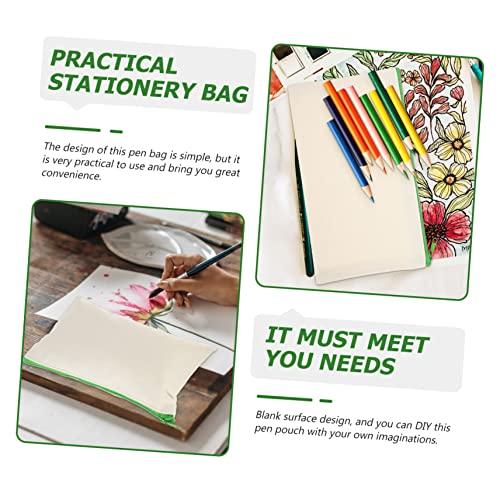 HOMSFOU 10 Stück Teiliges Canvas Federmäppchen mit Reißverschluss Große Kapazität Robuste Stifttasche Portables Schreibwaren Etui DIY Blanko Stoffbeutel zum Bemalen für Zufällige Farbe von HOMSFOU