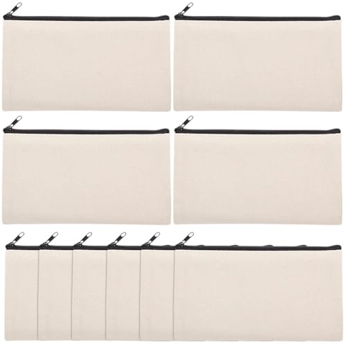 HOMSFOU 10 Stück Teiliges Canvas Kosmetiktaschen Sublimationsfähige DIY Make up Taschen mit Reißverschluss Langlebige Leinwand Federmäppchen Vielseitiger Kosmetik Organizer für Reisen und von HOMSFOU