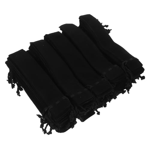 HOMSFOU 100 Stück Fleece -stiftbeutel Stiftbeutel Mit Kordelzug Stiftetui Bleistifthalter Schmuckbeutel Bleistiftbeutel-ästhetik Federmäppchen Für Männer Black Flanell von HOMSFOU