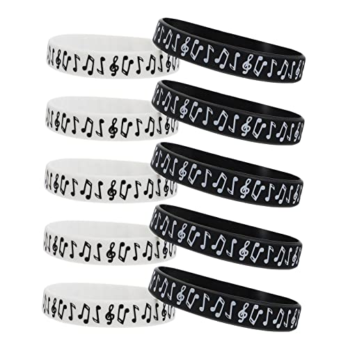 HOMSFOU 10stücke Dekorative Silikonarmbänder Für Musikfestivals Schwarz Und Weiß Zeitloses Design Für Konzerte Und Partys Langlebig Und Komfortabel von HOMSFOU