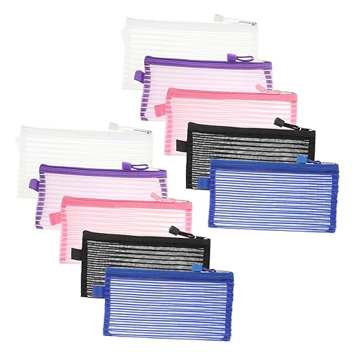 HOMSFOU 10stücke Netztasche Federmäppchen Durchsichtig Mit Reißverschluss Groß Für Stifte Lagerung Tasche Mesh Stiftetasche Mit Doppel Bleistift Veranstalter von HOMSFOU
