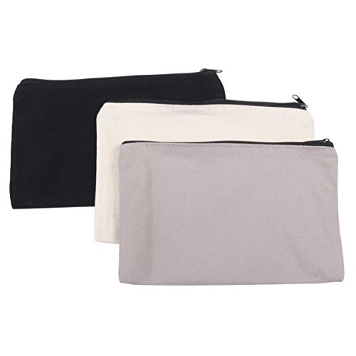 HOMSFOU 12 Stück Teiliges Canvas Reißverschlussbeuteln Multifunktionale Kosmetiktaschen Federmäppchen und Aufbewahrungstaschen Schwarz Beige für DIY und Kreative Projekte von HOMSFOU