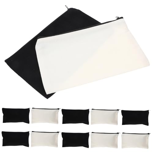HOMSFOU 12stücke Canvas Kosmetiktasche DIY Basteltasche Wärmeübertragungstasche Reißverschlusstasche Reisen Geschäftsreisen Camping Make-up Kosmetik Toilettenartikel Organizer von HOMSFOU