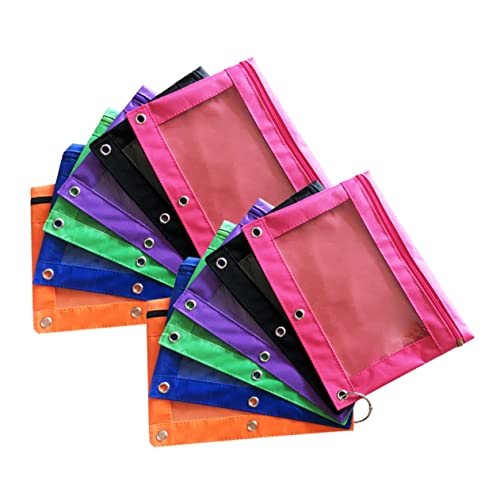 HOMSFOU 12stücke Transparente Federtasche Aus Oxford Dreiloch Und Belüftungslöchern Leicht Und Tragbar Für Stifte Karten Und Kleinigkeiten in Schwarz Blau Grün Und von HOMSFOU