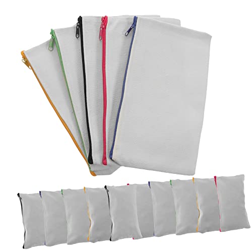 HOMSFOU 15stücke Kleine Canvas-Taschen Mit Reißverschluss Wärmeübertragung Kosmetiktaschen Zum Selbermachen Make-up-Beutel Zum Individualisieren von HOMSFOU
