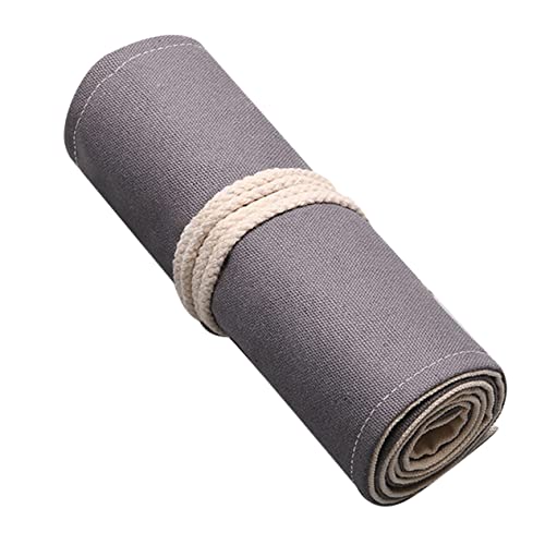 HOMSFOU 1Stück Handgemachter Grauer Canvas Bleistiftbeutel Mit Großer Kapazität Fächer Roll Up Stifte Organizer Für Schule Und Büro Tragbares Mäppchen Für Buntstifte Und Schreibutensilien von HOMSFOU