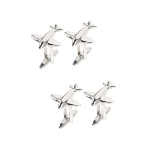 HOMSFOU 2 Paare Herren Manschettenknöpfe Hochwertigem im Flugzeugdesign Cufflinks für Anzüge für Hochzeiten und Besondere Anlässe Silberfarben von HOMSFOU