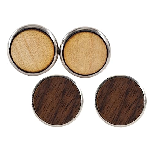 HOMSFOU 2 Paare Holz Manschettenknöpfe Rund Dekorative Hemdknöpfe Amerikanischem Walnuss und Ahornholz Leicht und Tragbar für Festliche Anlässe von HOMSFOU