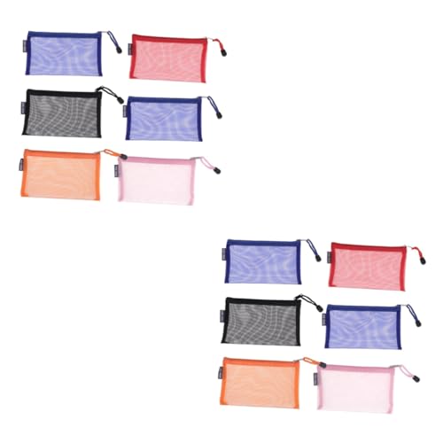 HOMSFOU 2 Sätze Teiliges Reißverschluss Mesh Stiftetui Vielseitige Reisetasche Für Schule Büro Und Kosmetik Leicht Langlebig Für Organisation Von Kleinigkeiten 6 Stücke * 2 von HOMSFOU