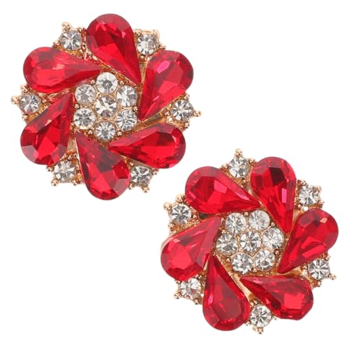 HOMSFOU 2 Stück Abnehmbare Strass Manschettenknopf-überzüge Kreative Knopfverzierungen aus Metall Rot für Damenblusen Modische DIY Kleidungsschmuck Verhindert Lockere Manschetten von HOMSFOU