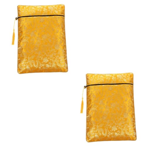 HOMSFOU 2 Stück Buch Aufbewahrungstasche schlank Blaue Bleistifttasche Organisation Schule Klassenzimmer für Bleistiftbeutel groß Büro-Bleistifttasche Mäppchen Stoff Yellow von HOMSFOU