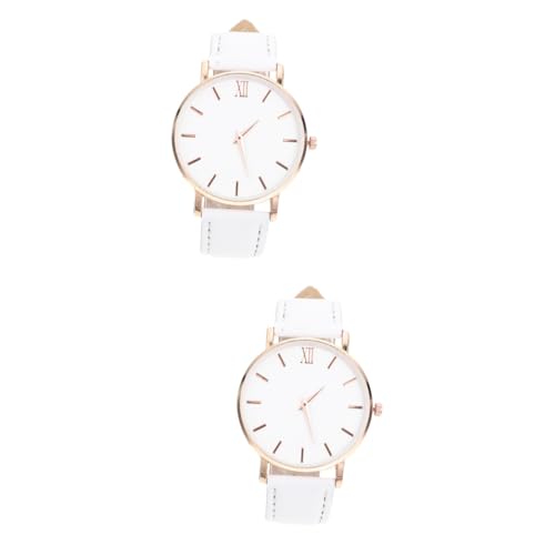 HOMSFOU 2st Damenuhr Damen-Accessoire Dekorative Armbanduhr Weibliches Accessoire Frauen Schauen Zu Accessoires Für Damen Minimalistische Uhr Betrachten Tragbar Legierung Weiß Fräulein von HOMSFOU