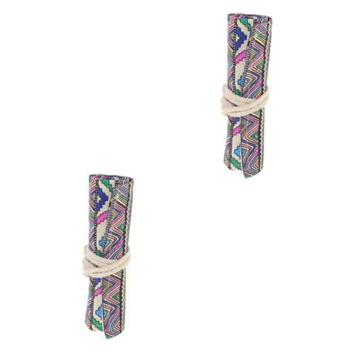 HOMSFOU 2 Stück Federmäppchen Buntstifttasche Stifthalter Canvas Stiftetasche Schreibwaren Schule Praktische Bleistifttasche Bleistifte Kleine Stiftetasche Bleistift Organizer Dekorative von HOMSFOU