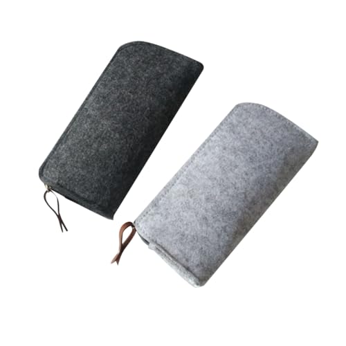 HOMSFOU 2 Stück Filz Mäppchen mit Druckknopf Verschluss Großes Federmäppchen für Schule und Büro Vielseitig als Stifteetui Kosmetiktasche und Handytasche Leicht und Tragbar Dunkelgrau von HOMSFOU