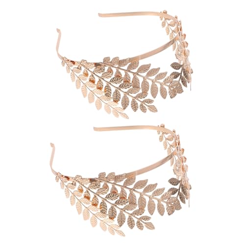 HOMSFOU 2stücke Griechisches Blattstirnband Goldener Kranzkronen-Haarschmuck Römisches Kopfstück Blattgold-Stirnband Für Halloween Karneval Brauthaargirlande Blätterstirnbänder von HOMSFOU