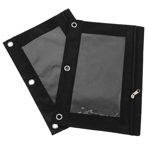 HOMSFOU 2 Stück Mäppchen Tasche Bleistifthalter Für Ordner Beutel Schreibwaren Mit Federmappe Klarsichthülle Black PVC von HOMSFOU