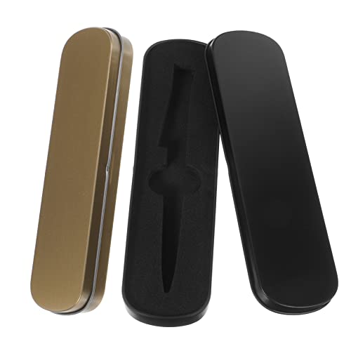 HOMSFOU 2 Stück Metall Bleistiftboxen Leere Schreibwaren Organizer mit Deckel für Schule und Büro für Stifte Kosmetik und Schwarz Gold von HOMSFOU