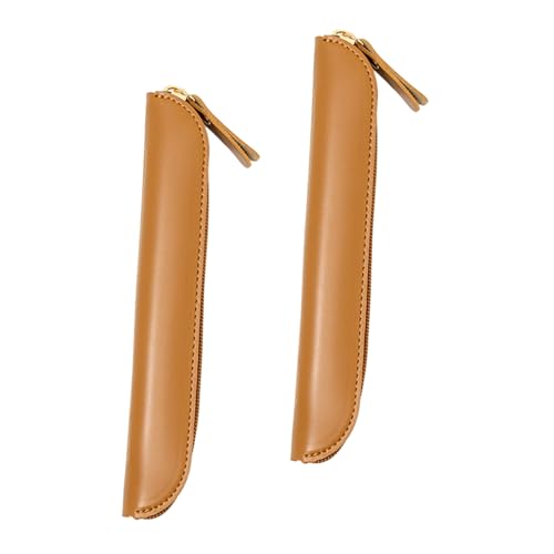 HOMSFOU 2 Stück PU Leder Federmäppchen Schlankes Reißverschlossens Stifteetui Robustes Tragbares Schreibwarenetui für Schule Büro und Reisen Vielseitige Aufbewahrung für Stifte und Kleine von HOMSFOU