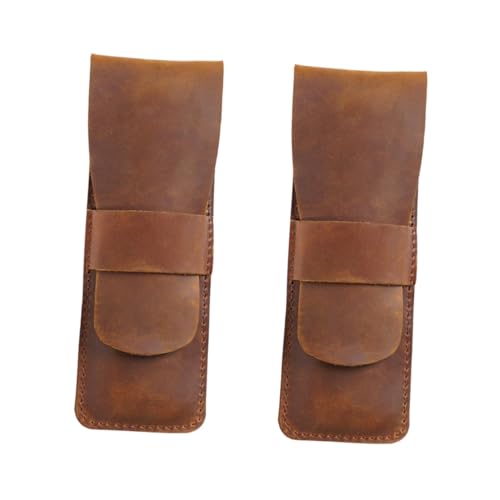 HOMSFOU 2 Stück Retro Leder Federmäppchen aus Hochwertigem Rindsleder Eleganter Stift Organizer für Bleistifte und Kugelschreiber für Schule und Perfektes für Besondere Anlässe von HOMSFOU