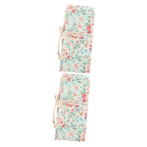 HOMSFOU 2 Stück Rolle Dekorativer Stiftträger Canvas Federmäppchen Bleistift Aufbewahrungstasche Große Federtasche Kleine Federtasche Ästhetisches Federmäppchen Stiftwickeltaschen von HOMSFOU