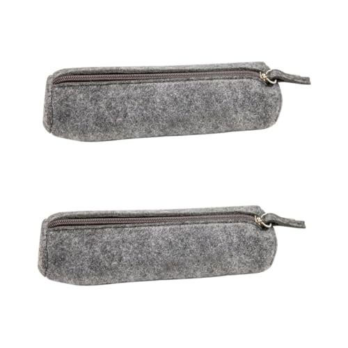 HOMSFOU 2 Stück Runder Filz Stiftetasche für Kosmetik Bürobedarf Multifunktionale Aufbewahrungstasche Hellgrau für Make Up Stifte und Persönliche Gegenstände von HOMSFOU