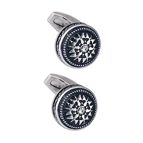 HOMSFOU 2 Stück Silberne Manschettenknöpfe mit Strass Hemdmanschetten für Herren Geeignet für Hochzeiten Anzüge und Formelle Anlässe von HOMSFOU