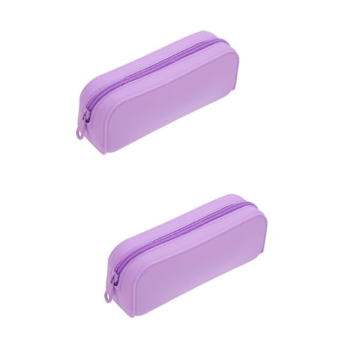 HOMSFOU 2st Silikon-Feder Mäppchen Etui Für Haarspangen College-federmäppchen Aus Silikon Ladekabel-Organizer Schlüsselhalter Lippenstifte Tasche Violett Sanft Südkorea Kieselgel Student von HOMSFOU