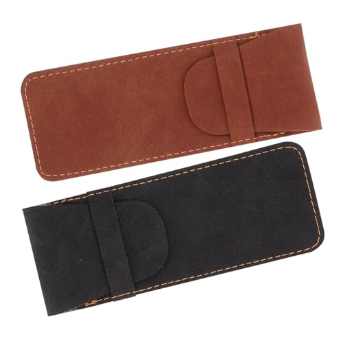 HOMSFOU 2 Stück Vintage PU Leder Stiftetui für Füllfederhalter Eleganter Stiftschutz für Büro und Schule Leicht und Tragbar Schwarz Braun für Alltag von HOMSFOU