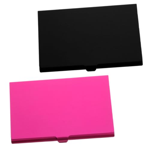 HOMSFOU 2stücke Metall Visitenkartenbox Für Sublimation Visitenkartenetui Aus Aluminiumlegierung Leere Kartenbox Mit Schwarz Und Pink Visitenkartenhalter Sublimationsrohlingsbox von HOMSFOU