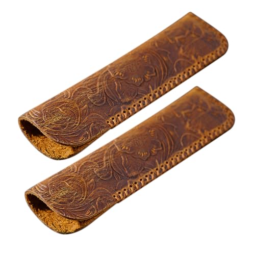 HOMSFOU 2 Stücke Retro Geschnitzte Stiftbeutel Handgefertigter Lederstifthalter Einzelner Stifthalter Federmäppchen Aus Leder Einzelne Stifthülle Oberschicht Rindsleder Coffee von HOMSFOU