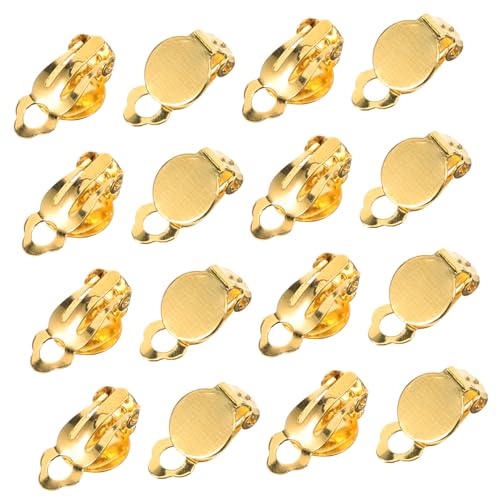 HOMSFOU 20 Stück Teiliges Ohrclips Set Flache Runde Clip Ohrring Converter Vergoldete Ohrclips für Durchbohrte Ohren Bequemes Diy Schmuckzubehör für Damen und Familiengeschenke von HOMSFOU