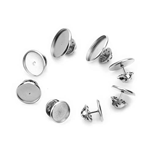 HOMSFOU 20stücke Edelstahl Ronde Anstecknadelplatte Diy-broschenzubehör Verschluss Abzeichen Schnalle Bodenschalen Innendurchmesser von HOMSFOU