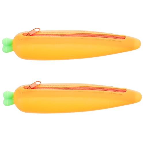 HOMSFOU 2stücke Karotten-Form Stifttasche Aus Silikon Kleine Federmäppchen Für Schreibwaren Organizer Mit Reißverschluss Passend Für Stifte Radiergummis Und von HOMSFOU