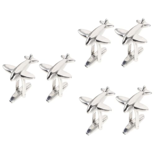 HOMSFOU 3 Paare Herren Manschettenknöpfe Flugzeugform und Langlebige Cufflinks Kupfer für Anzüge Hochzeiten und Besondere Anlässe Silberfarben von HOMSFOU