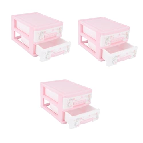 HOMSFOU 3 Stk Schmuckschrank Schmuckorganisator Für Kinder Make-up-organizer Aus Kunststoff Kosmetik-organizer Aus Kunststoff Mit 2 Schubladen Kleine Kleiderschrank Staubdicht Plastik Pp von HOMSFOU