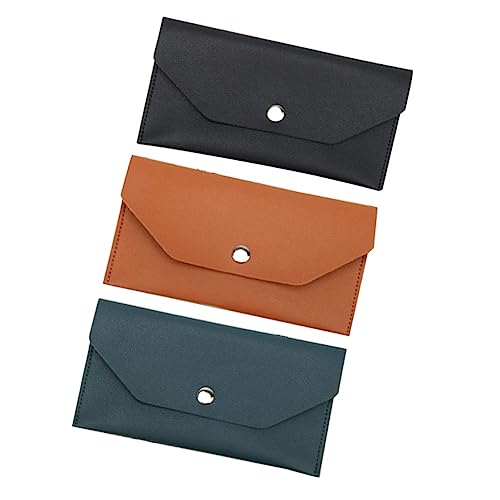 HOMSFOU 3 Stück Teiliges PU Geldbörsen für Männer Tragbare Multifunktions Brieftasche für Visitenkarten Bargeld und Karten Schwarz Braun und Grün für Täglichen Gebrauch von HOMSFOU