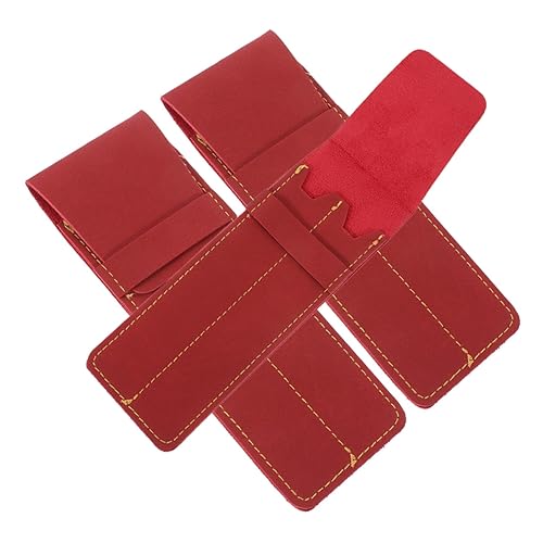 HOMSFOU 3 Stück Teiliges Stiftetui PU Leder Stiftschutzhülle Organizer für Schreibgeräte Stiftspeicher für Büro und Unterwegs Elegantes Design Weinrot von HOMSFOU
