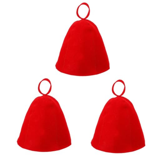 HOMSFOU 3St Saunahut aus Wollfilz light fronleichnam funky femmansoe red hood women Saunahut aus Filz stylischer Saunahut Mode Duschhaube Toilettenartikel Zubehör gefühlt rot von HOMSFOU